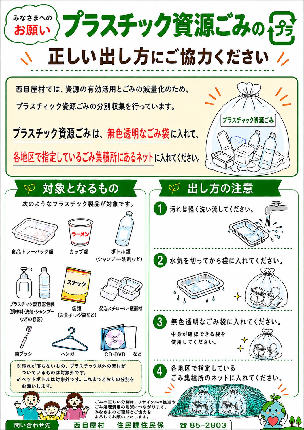 プラ資源ごみの正しい出し方にご協力ください